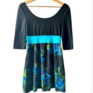 Vintage Xhilaration black floral babydoll dress small​ mini Y2K 90s alt cute